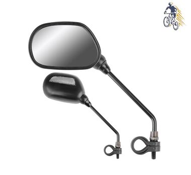 Зеркала заднего вида (комплект: правое+левое), на длинной ножке, с катафотами (черный, JY-102A)