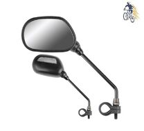 Зеркала заднего вида (комплект: правое+левое), на длинной ножке, с катафотами (черный, JY-102A)