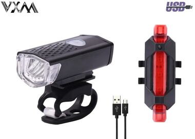 Фонари, комплект (LED передн.+задн.) RPL-2255/DC-918, 3/5 LED, USB кабель, с аккум. 480 mAh, 50 Lumens, 3,7V, VXM (УТ00021405)