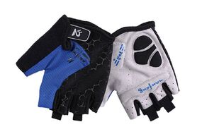 Велоперчатки "Seven X" GEL, короткие пальцы, гелевые вставки, биэластичные, силикон, лайкра, Nanfeng, размер "L" (синий/черный, УТ00024034)