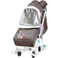 Санки-коляска детские Ника Наши Детки 2 (с жирафом/шоколадный)