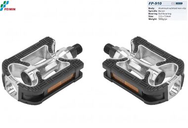 Педали платформенные (комплект 2 шт.) 9/16", 111x72 мм, алюминиевые, CITY, FP-910 FEIMIN (черный/серебристый, FP-910)