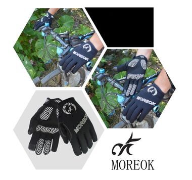 Велоперчатки MOREOK, длинный палец, силиконовые вставки, биэластичные, лайкра, сенсор, на блистере, размер "L", черный (FWDMOREOKBLK-L)