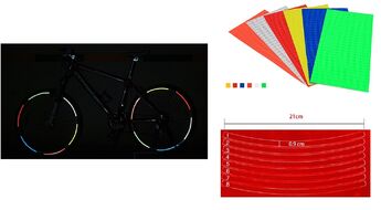 Наклейки световозвращающие на обод (к-кт на 2 колеса), 210х9,0 мм (красный, УТ00019008)