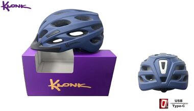 Шлем взрослый KLONK, регулировка обхвата, MTB/Cross Country, 28 отв., с интегрированным задним фонарем (USB Type-C), M/L (55-61см), Matte dark turquoise, KLK-24004