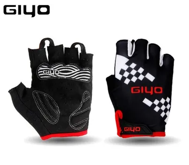 Велоперчатки "GIYO", короткие пальцы, гелевые вставки, биэластичные, силикон, лайкра, размер "M" (черный, GIYOS03KP1-M)