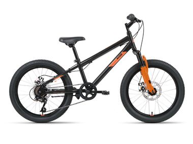 Велосипед ALTAIR MTB HT 20 2.0 D (20" 6 ск. рост. 10.5") 2022, черный/оранжевый, IBK22AL20080