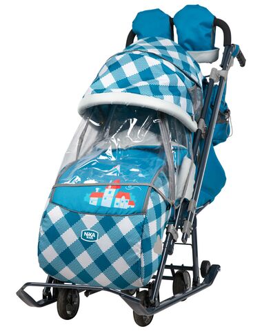 Санки-коляска детские Ника Детям 7-4 (капри в клетку) #0