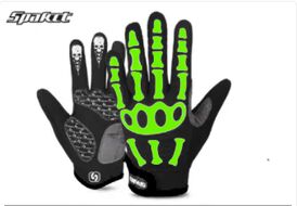 Велоперчатки SPAKCT, длинные пальцы, гелевые вставки, биэластичные, силикон, лайкра, размер "L" (черный/салатовый, УТ-00021895)