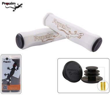 Рукоятки руля (грипсы, комплект) силикон/неопрен PROPALM для самоката/велосипеда с заглушками, 130 мм (белый/серый, HY-F001WT)