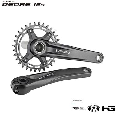 Комплект шатунов (система) SHIMANO FC-MT510-1 DEORE, 12 ск., интегрированный вал, 170 мм, с ведущей звездой 34T, инд. упаковка (черный, EFCMT5101CXA4L)