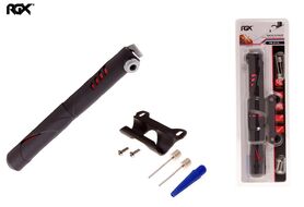 Насос компактный (ручной) RGX, металл/пластик, 201 мм, телескопич., универсальный, AV/FV/SV, к-кт переходн., 120Psi/8,3Bar (черный/красный)