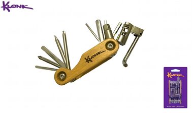 Набор инструментов KLONK, мультитул складной 9 предметов, шестигранники 6 шт.(2/3/4/5/6/8 мм), T-25, 2 отвертки, выжимка, Cr-V, WOODY, бамбук, KLK-12011