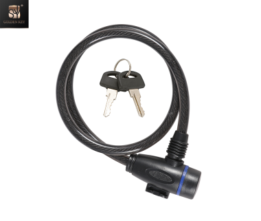 Замок противоугонный 10 х 800 мм, трос в пластик. оболочке, 2 ключа, GK101.111, Golden KEY, блистер (черный, NN001449)