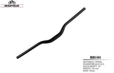 Руль MTB, HB-103-ST, длина 720 мм, Ø 22,2 мм, посадка Ø 31,8 мм, свип 10°, подъем 40 мм, сталь, RAPIDA (черный, УТ00027291)