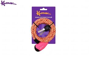 Замок противоугонный KLONK, 10×1200 мм, трос в тканевой оплетке, ключи, KLK-13003, Pink/Black