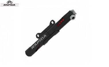 Насос компактный (ручной) RAPIDA, алюминиевый, телескопический, 23×205 мм, универсальный AV/FV, с креплением на раму, RPD-2326, блистер (УТ00031953)