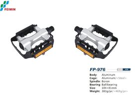 Педали платформенные (комплект 2 шт.) 9/16", 104x81 мм, алюминиевые, FP-976 FEIMIN (черный/серебристый, FP-976)