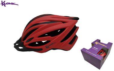 Шлем взрослый KLONK, регулировка обхвата, MTB/Cross Country, 21 отв., с козырьком, размер M/L (54-61см), Red matte/Black, KLK-24016