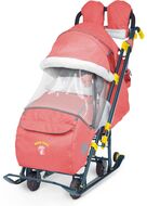 Санки-коляска детские Ника Детям 7-3 (в джинсовом стиле красный)