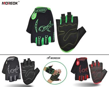 Велоперчатки MOREOK, короткие пальцы, антискользящие вставки, биэластичные, лайкра, на блистере, размер "M" (MOREOK02-M)