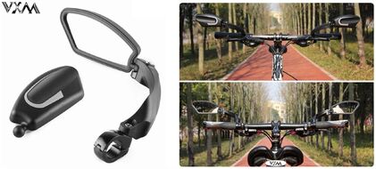 Зеркало заднего вида VXM Tuning, (левое) складное, вращающееся 360°, алюминиевое крепление на руль, корпус - нейлон, HF-MR080L (УТ00021780)