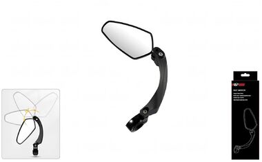 Зеркало заднего вида, Ø 116х65 мм, регулируемый кронштейн 125 мм, крепление на руль, HL-M08, блистер (УТ00032088)