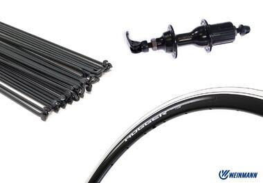 Колесо в сборе 700С заднее, алюминиевая втулка SF-J14VGR, под кассету 8-10 скор., эксцентрик, черные спицы, двустеночный обод HOGGER (Weinmann) УТ00024766