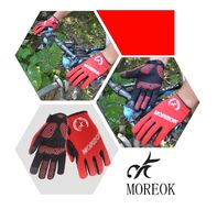 Велоперчатки MOREOK, длинный палец, силиконовые вставки, биэластичные, лайкра, сенсор, на блистере, размер "L", красный (FWDMOREOKRD-L)