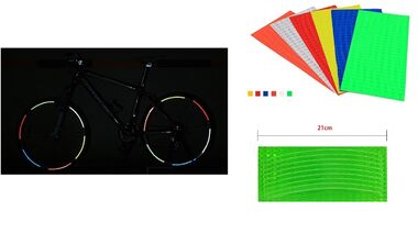 Наклейки световозвращающие на обод (к-кт на 2 колеса), 210х9,0 мм (зеленый, УТ00019010)