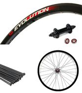 Колесо в сборе 26" переднее алюминиевая втулка WZ-A282FQV V-Brake на промподшипниках, 3/8 (гайка), черные спицы, пистонированый двустеночный обод EVOLUTION (AlexRims) УТ00023386