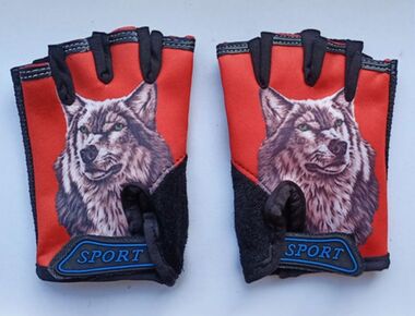 Велоперчатки детские "Волк", антискользящие (красный, SPGLOVES3VOLF)