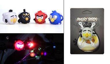 Фонарь детский, Angry Birds, силикон, 2 LED, 3 реж., блистер (белый)