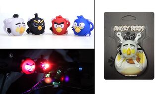 Фонарь детский, Angry Birds, силикон, 2 LED, 3 реж., блистер (белый)