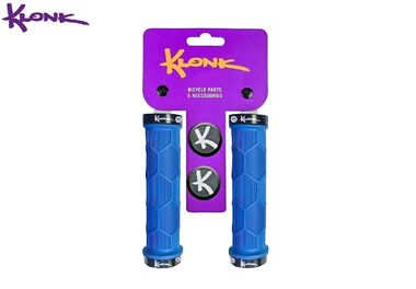 Рукоятки руля (грипсы) KLONK, 130 мм, Two Side Lock Alu, с барендами, KLK-11014, Blue/Black