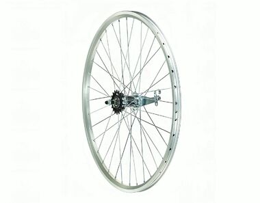 Колесо в сборе 28" заднее, втулка CF-CTO1-1, 3/8 (гайка) c ножным тормозом, 1 ск., двухстеночный алюминиевый анодированный обод, Forward DW (W2829R2SN)