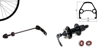 Колесо в сборе 29" заднее алюминиевая втулка WZ-A282RQB дисковая (6 винтов) на промподшипниках, под кассету 8-10 скор., эксцентрик, черные спицы, пистонированый двустеночный обод (УТ00021498)