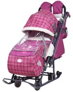 Санки-коляска детские Ника Детям 7-4 (вишневый в клетку)