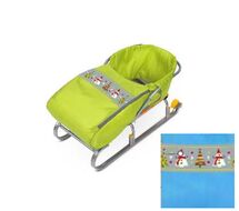 Матрасик для санок с попоной НИКА (лента "Снеговики"/голубой, СС3-1)