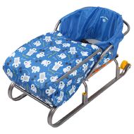 Матрасик (сиденье мягкое) для санок с попоной Ника "Медвежата на синем" СС3