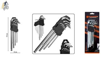 Набор инструментов: ключи шестигранные, 9 предм. (1.5/2/2.5/3/4/5/6/8/10 мм), 16 см, пластиковый держатель, на блистере, Q-TOOLS