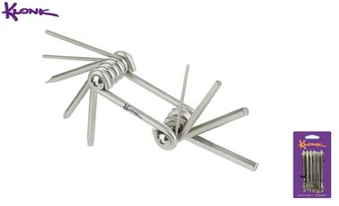 Набор инструментов KLONK, мультитул складной 9 предметов, шестигранники 6 шт.(2/2.5/3/4/5/6 мм), T-25, 2 отвертки, алюминиевый держатель, Cr-V, KLK-12002