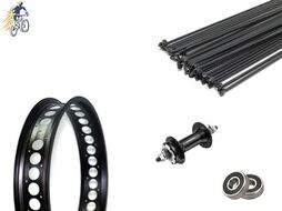 Колесо в сборе 26" FAT переднее, алюминиевая втулка на промподшипниках 3/8" (гайка) дисковая (6 винтов), двустеночный усиленный обод, спицы черные, FAT Bikes (УТ00021114)