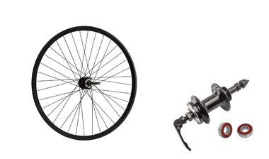 Колесо в сборе 26" заднее, алюминиевая втулка на промподшипниках 36 отв. под эксцентрик дисковая (6 винтов) под трещётку 6/7 ск., двустеночный обод (УТ00020305)