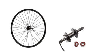 Колесо в сборе 26" заднее, алюминиевая втулка на промподшипниках 36 отв. под эксцентрик дисковая (6 винтов) под трещётку 6/7 ск., двустеночный обод (УТ00020305)