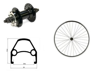 Колесо в сборе 29" переднее, алюминиевая втулка WZ-A282F, 32 отв., дисковая (6 винтов), 3/8" (гайка), двустеночный обод (WSM-29FD)