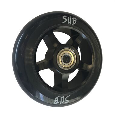 Колесо для трюкового самоката, 100мм, фрезер. алюм, с подш., ABEC7, SUB (черный, 00-180100) #0
