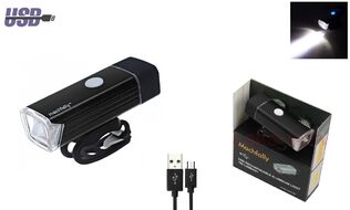 Фара передняя алюминиевая, LED 180 lumens+, USB зарядка с аккумулятором 3,7V/800 mAh, 4 режима работы, блистер,  EOS-100, Machfally (УТ00021657)