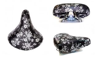 Седло комфорт 245х210 мм HF-AZ-0801B с замком (black/flower, УТ00019353)