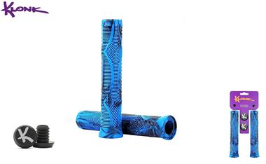 Рукоятки руля (грипсы) KLONK, 170 мм, для BMX вел./трюк. самокатов, противоскользящие, с барендами, KLK-11023, Blue/Black
